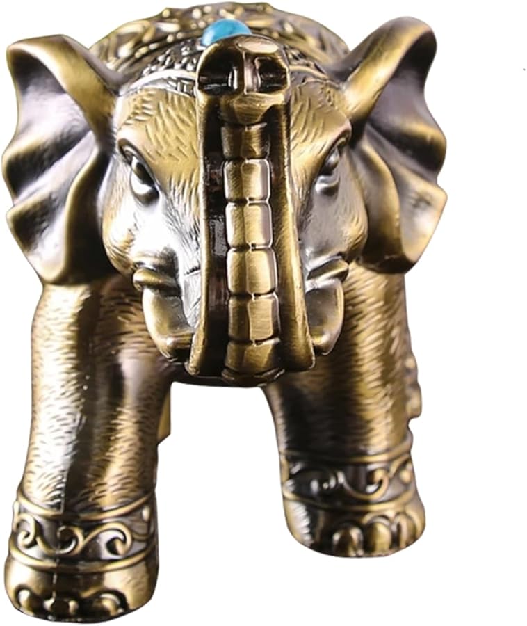 كابيلوك صينية معدنية للرماد على شكل فيل مدمجة خفيفة الوزن للداخل والخارج للمنزل والمكتب بأسلوب حاوية عميقة - Image 1